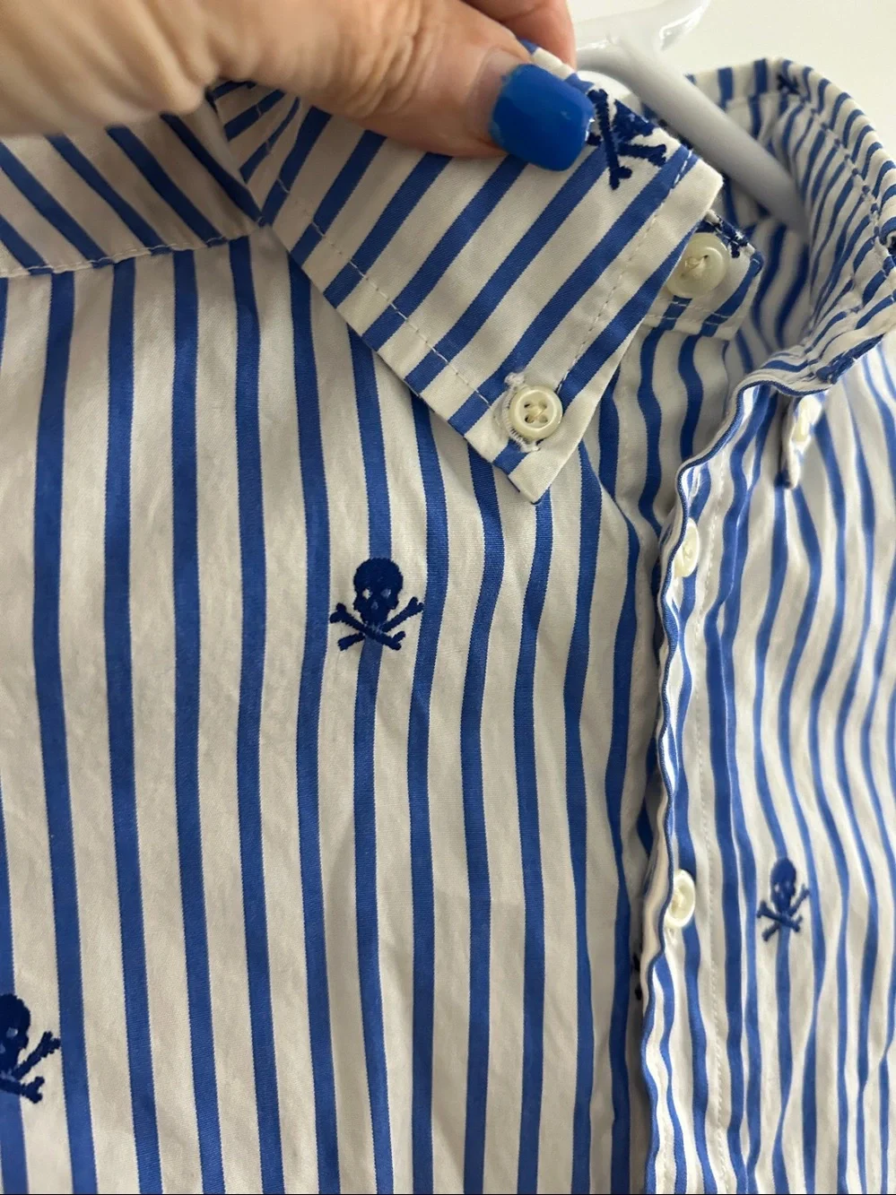 Ralph Lauren Striped Skull & Bones Long Sleeve Button Down Shirt |Size 8